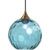ZTTECH Lampada Sospensione Vetro Blu 200 mm Stile Vintage Supporto Metallo Dorato Bronzo Attacco E27 Lampada Soffitto Isola Cucina Sala Pranzo Camera Letto Soggiorno (Blu, 200mm)