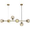 Moddeny 6 luci E27 Lampadario moderno Nord Europa Lampadario a sfera in vetro Industriale 51 pollici Lampada a sospensione a soffitto per soggiorno Sala da pranzo Decorazione artistica Ristorante