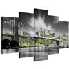B&D XXL - Quadro New York 200x100 cm 5 Pezzi - Stampa su Tela Canvas con Struttura - Quadri Componibili Moderni Soggiorno Grandi - Murale Arte Decorazioni da Parete Decori - Città 030102-26