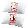 Colorfamily Coppia di federe PERSONALIZZABILI matrimoniali natalizie divertenti Mr Mrs Claus Buon Natale Personalizza con nome
