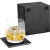 IlGruppone Set 8 Pezzi Sottobicchieri Quadrati in Ardesia 10 x 10 Cm Nero Pietra Naturale Certificati Contatto Alimentare con Gommini Antiscivolo Bar,Birreria,Casa Accessori Decorazione Tavola