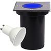 Partenopeautensili® Faretto segnapasso calpestabile 10W 230V Con attacco GU10 Impermeabile IP65 Per viali giardini (Quadrato, Blu)