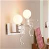 Mengjay Creativo Lampada da parete Robot Retro Ferro Vintage Applique da Parete Modern Metallo Decor Lampada da Applique Illuminazione per Bar, Camera da Letto, Ristorante, Corridoio E27 (Bianco)