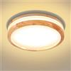 LIGKIN Plafoniera LED Soffitto Legno 24W, Ø30CM Moderni Rotonda Lampada da Soffitto, Luce calda 3000K Doppio Strato Plafoniera Bagno per Camera da Letto Bambini Corridoio Soggiorno Balcone