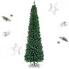RELAX4LIFE Albero di Natale Slim 150/180/210/240 cm, Stretto e Alto, Rami Folti in PVC, Base in Metallo Pieghevole in Ferro,Albero Natale Artificiale Verde (240 cm)