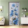 Generic Adesivo per porta 80x210 cm, Fiori Blu Da Sogno carta da parati per porta, camera dei bambini, cucina, adesivo per porta da bagno, adesivo autoadesivo, Blu