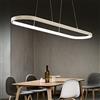 Bellastein lampada a sospensione ovale tavolo da pranzo lampade da ufficio, plafoniera a LED dimmerabile con telecomando, lampadario moderno ad anello (L120cm, bianco)