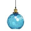 EKSED Lampadario a Sospensione Sferico in Vetro Ondulato - Lampada a Sospensione con Paralume in Ottone per Isola Cucina e Sala da Pranzo (Azzurro, 15cm)