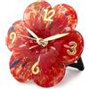 MurArt Orologio da Tavolo in Vetro di Murano realizzato a mano con una Forma di Fiore e misure 15x15 cm Made in Italy (1, Rosso)