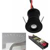 Planetitaly KIT 9pcs Mini faretto IP65 LED 1W resa 12W incasso punto luce box doccia cielo stellato segnapassi luci gradini con alimentatore (4000K, Nero)