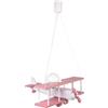 HELLUX Lampada da Soffitto Cameretta in Legno | Plafoniera per Bambini | Lampada a Soffitto 75x42x45cm per Cameretta Neonato | Lampada Aereo E27 Senza Lampadina (Rosa/Bianco)