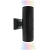 Partenopea® Applique Lampada faretto Luce led da Muro per Parete con doppio attacco UP & DOWN GU10 a Biemissione moderno Interno Esterno IP65 max 120W (Nero, Luce RGB + 4000K)
