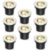 Daromigo Faretto da incasso a pavimento, rotondo, bianco caldo, 3 W, IP67, impermeabile, in acciaio inox, per terrazze/giardino/marciapiedi, patio, vialetto, prato, set da 8 pezzi