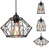 Mengjay E27 Vintage Industriale Sospensione Lampada Gabbia Lampada a Soffitto in Metallo,Creativo Lampadario a Soffitto Sospensione Geometrico Deformabile Regolabile Gabbia Pieghevole (Nero)