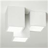 Partenopeautensili® Plafoniera moderna lampada soffitto 3 cubi gesso verniciabile luce LED 24W per faretti GU10 tensione ingresso 230V by universo (senza faretti)