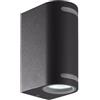 Partenopea® Applique lampada da parete illuminazione per muro faretto moderno da esterno IP54 per lampadine a LED con attacco GU10 faretto moderno da esterno IP65 (Nera biemissione)