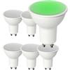Partenopea® lampada lampadine gu10 max 6w led per interno esterno moderno faretto monoemissione (kit 5 lampadine, Luce verde)