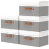 OUTBROS Scatole per Vestiti con Coperchio, Cestini Portaoggetti, Contenitori Pieghevoli con Maniglie, Organizzatori per Vestiti, 33 x 23 x 20 cm, 5 Pezzi, Grigio/Bianco