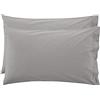 LARA MORADA - Coppia Federe Cuscino Letto, Con GUANCIALE, Tinta Unita, 100% Cotone, Made in Italy, 52X82cm + Pattina Grigio