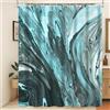 Xiaoterna Tenda da doccia moderna e lussuosa in stile astratto Verde scuro Struttura marmorizzata Tenda da bagno Minimalismo 3D Sfumatura ombreggiata Lavabile Decorazione per il bagno 120x200cm