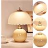 XINYASEE Lampada Da Tavolo Comodino, Lampada Da Scrivania E27, Abat Jour in Vetro a Forma Di Fungo Con Base in Ceramica, Arredo Per la Casa Per Camera Da Letto, Soggiorno (Giallo)
