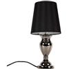 lux.pro Lampada da Tavolo con Paralume a Tronco di Cono Alto Lampada da Comodino con Abat-jour in Tessuto Nero Base in Alluminio Cromato Altezza 48 cm E14 40W