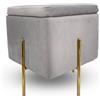 IlGruppone Pouf Contenitore in Velluto con Gambe in Metallo Oro - Poggiapiedi Moderno ed Elegante per Soggiorno, Camera e Ingresso - Grigio
