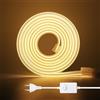 HEGEHE Striscia LED Neon COB 220V Dimmerabile[4M,Bianco caldo 3000-3500K],Flessibile impermeabile IP65,288 LED/m,Tagliabile,CRI85+,Ideale per Camera da Letto,Cucina,Sala Giochi,Soggiorno e Negozi