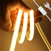 HEGEHE - Striscia LED COB 230V con interruttore, flessibile impermeabile IP65, striscia neon LED FCOB super luminosa tagliabile 288 LED/m CRI85+, illuminazione domestica [1m, bianco caldo 3000K]