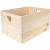 Creative Deco Grande Scatola in Legno per Pasqua | 40 x 30 x 24 cm (+/- 1 cm) | Scatole con Maniglie a Cuore Cassetta Contenitore Portaoggetti Portagiochi | Ideale per Decoupage Documenti e Attrezzi
