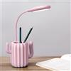 SEIWEI Luce da lettura ricaricabile con interruttore touch e portapenne, lampada da scrivania a LED, dimmerabile, 3 livelli di luminosità, lampada da lettura per bambini (luce bianca) rosa