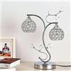 Mengjay Lampada da tavolo in cristallo Elegante lampada da comodino con paralume in cristallo argento Lampada da comodino decorativa E27 Lampada da Notte per camera da letto Soggiorno