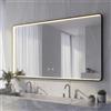 NeoArt Specchio Bagno LED con Cornice in Alluminio, Specchio Argento HD da 5mm senza Rame, 3 Colori di Luce Dimmerabile, Specchio da Parete con Interruttore Touch & Anti-Appannamento, Funzione Memoria