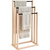 Mottiwood Porta Asciugamani da Terra in Legno Faggio, 45x25.5x83hcm, Portasciugamani da Pavimento Autoportante, Tripla Barra, Made in Italy