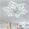 Caufloce Lampadario Con Ventilatore Da Soffitto Dimmerabile, Smart LED Fiore Reversibile Ventola Soffitto Con Luce E Telecomando Silenzioso Moderno DC Luce Con Ventilatore Salotto Per Cucina-White