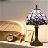 Chao Zan Lampada da tavolo, vintage, da comodino, camera da letto, in stile Liberty, stile Art Deco, lampada da lettura retrò, paralume in vetro colorato con E27, con interruttore per soggiorno,