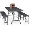 Relaxdays Tavolo da Birreria con Panche, Set da Giardino, Panchine e Tavolino 180 cm Pieghevoli, Aspetto Legno, Grigio