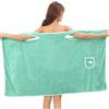 Generico Plus Size Women's Wearable Shower Skirt Towel, Wearable Towels Robe for Women After Shower, Quick Drying No Hair Loss, for Sauna Beach Pool Gym Travel (green)