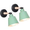 TOKIUS 2 pezzi Lampade da Parete Interno Vintage Applique da parete Moderno Faretti da Muro Retrò in Metallo e Legno E27 Plafoniere Cucina regolabile 180° Per Cucina Camera da letto