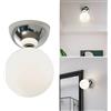 XIRYTU-H Nordico Lampada da Soffitto Vetro Applique da Parete Moderna, G9 Struttura in Metallo con Globo di Vetro Bianco, Plafoniera Compatta per Camera Bagno Corridoio (Argentato)