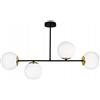 Light Home LH Light-Home Palermo Lampadario a Sospensione - Lampadario Ragno per Soggiorno Camera da Letto e Cucina - Lampade a Sospensione in Metallo e con Paralume Vetro - 4 Luce - Nero e Oro