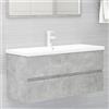 Gecheer Mobile da Bagno con Lavabo Integrato, 1 Cassetto, Dimensioni 100x38,5x45 cm, Legno Multistrato e Ceramica, Lavabo Bianco con Troppopieno, for Bagno e Toilette