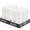 Hofer Candele Cilindriche a Colonna - 6 x 16,5 cm - Colore Bianco - Set di 12 Candele Grandi - Lunga Durata: 54 Ore - Non Profumate - Cera Antigoccia - Qualità RAL