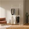 pamo Barra Appendiabiti da Parete in stile industriale - 105x222x32 cm - guardaroba aperto o porta abiti bianco con tubi d'acqua per casa e per camera da letto