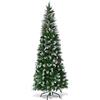 COSTWAY Albero di Natale Innevato 180/220 cm, Albero di Natale Slim con Pigne, Base di Metallo e Rami Rigogliosi in PVC, Ideale per Casa, Ufficio e Negozio (220 cm)