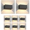 ledscom.de 8 lampade da parete CUBEL per esterni, antracite, IP65, illuminazione verso l'alto e verso il basso, rettangolari, incluse 2 lampadine a LED, da 4,1 W ciascuna, 501 lm, bianco caldo