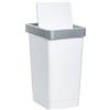 TATAY Pattumiera Smart, 25L di Capacita, Coperchio Inclinabile, Polipropilene, senza BPA, Sacco della Spazzatura da 30 litri, Bianco, Misure 26 x 34 x 47cm