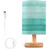 Mnsruu Lampada da tavolo per camera da letto, soggiorno, verde turchese verde legno lampade da comodino con porte di ricarica USB lampade da comodino