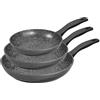 STONELINE Made in Germany - Set di padelle da 3 pezzi, 20/24/28 cm, padella antiaderente con vere particelle di pietra, padella a induzione, adatta al forno, tutti i piani cottura, senza olio e grassi