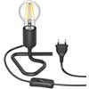 ledscom.de Lampada da tavolo TRIN nero con spina e interruttore incl. E27 lampada 963lm bianco caldo, 3-step dimming senza dimmer con interruttore della luce